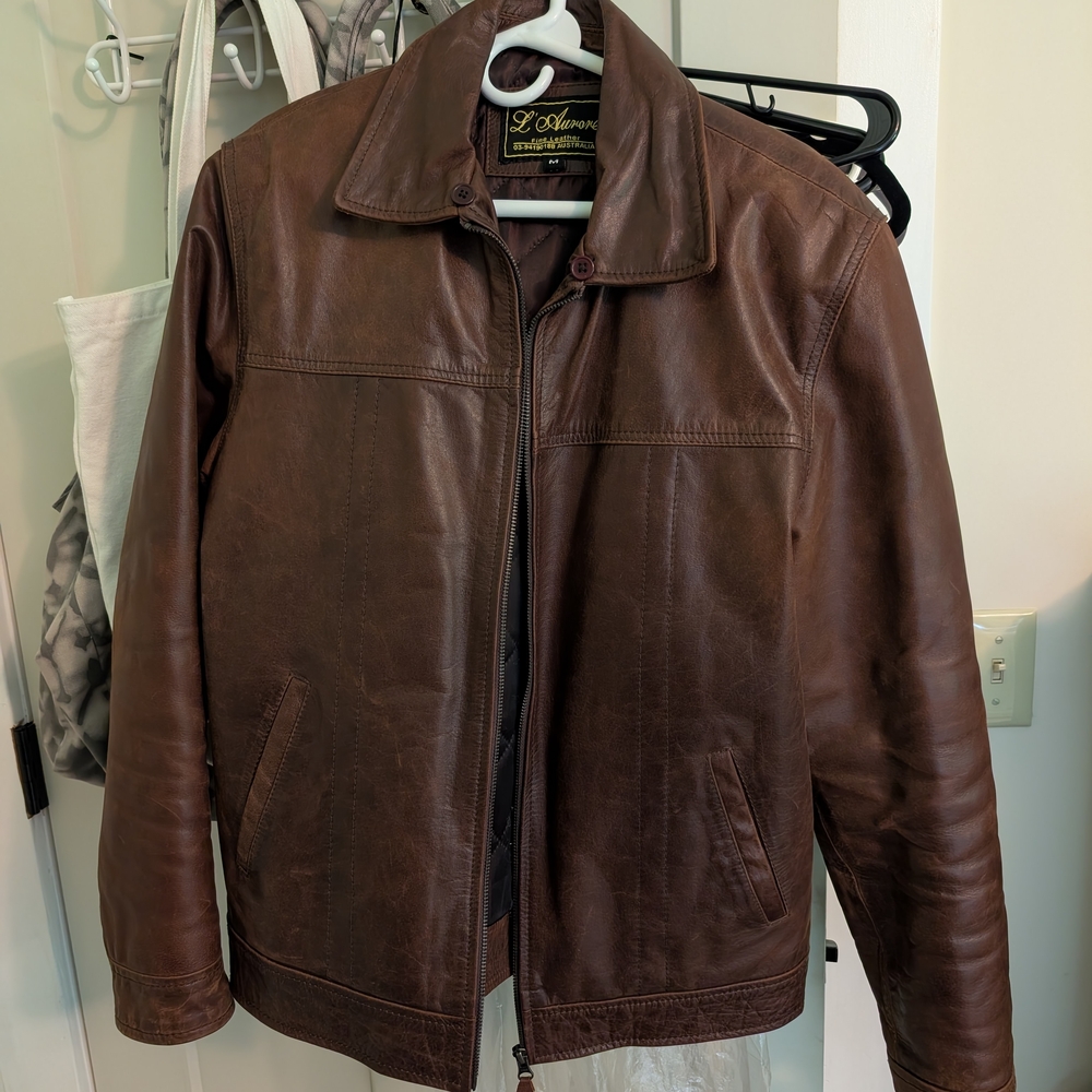 Brown Quilted Leather Jacket with Vintage Appeal